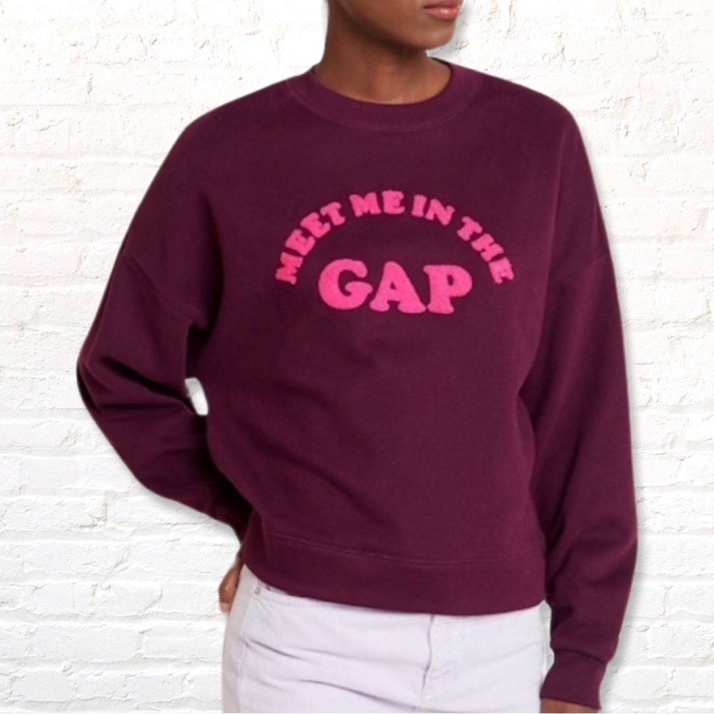 GAP Plum Meet Me At The Gap Loungewear Crew Neck Pullover Sweatshirt Size S